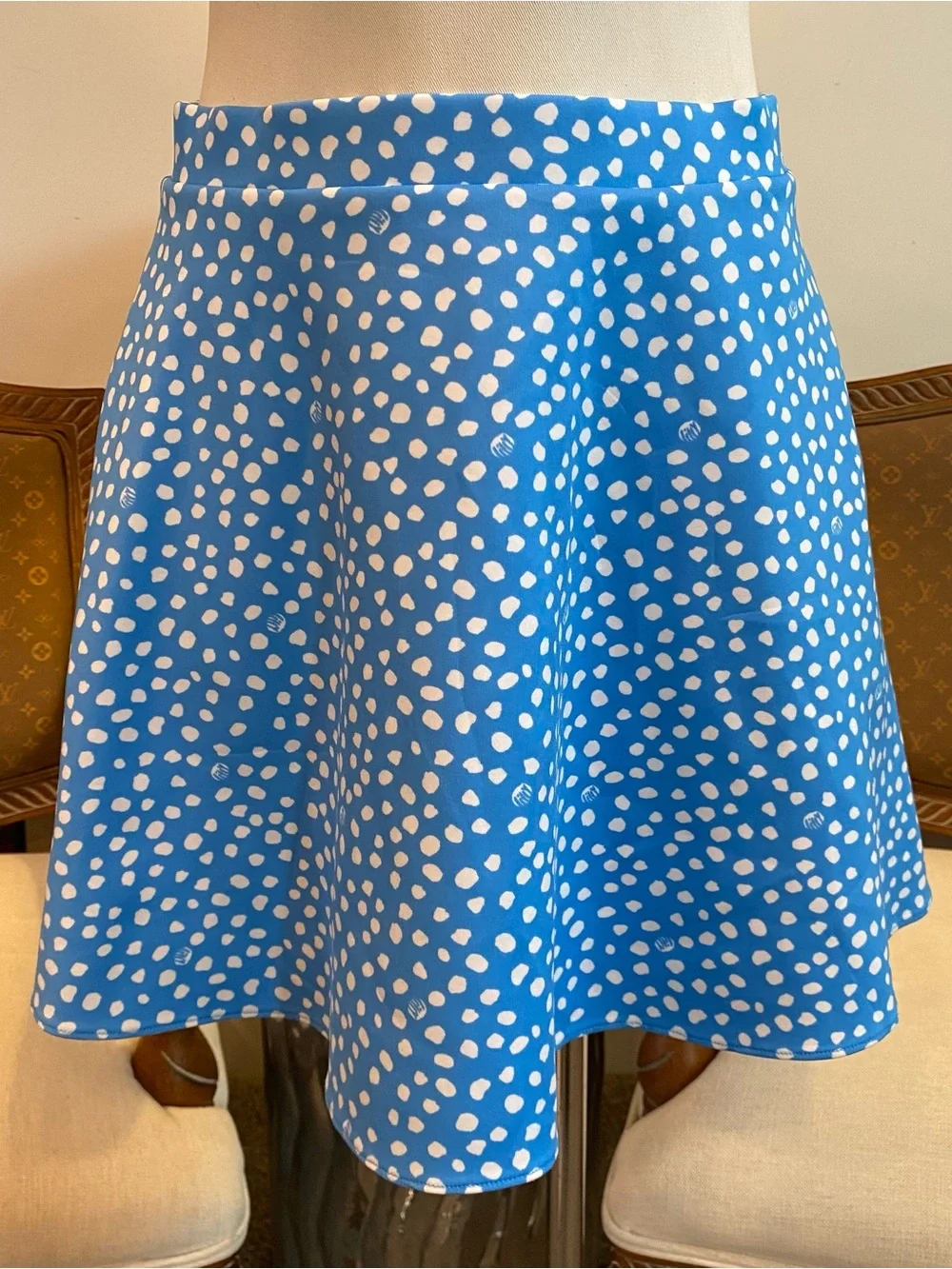 Lilly Pulitzer Blue and White Polka Dot Circle Skirt Girls 16 Thelma Zanzibar